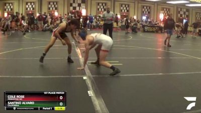 130 lbs 1st Place Match - Cole Rose, Princeton WC vs Santino Alvaro, California