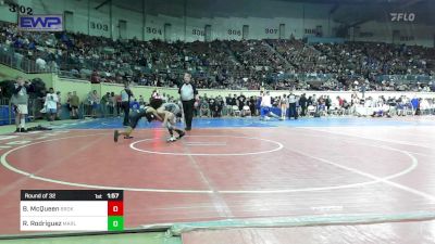 88 lbs Round Of 32 - Bryson McQueen, Broken Arrow Junior High vs Rocket Rodriguez, MARLOW OUTLAWS JH