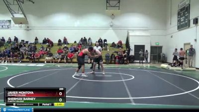 285 lbs 7th Place Match - Javier Montoya, Palomar College vs Sherman Barney, Cuesta College