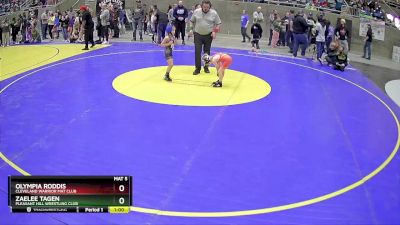 45 lbs Cons. Semi - Zaelee Tagen, Pleasant Hill Wrestling Club vs Olympia Roddis, Cleveland Warrior Mat Club