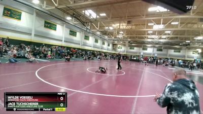 45 lbs Champ. Round 2 - Jace Tuchscherer, DAKOTA RATTLERS WRESTLING CLUB vs Wylde Voegeli, Beresford Youth Wrestling