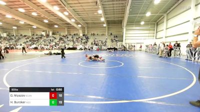 90 lbs Rr Rnd 3 - Omar Niyazov, Scanlan Wrestling Academy vs Harrison Buroker, Indiana Outlaws Green