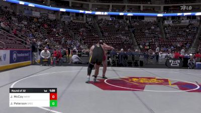 285 lbs Round Of 32 - Jonah McCoy, Westmont Hilltop vs Joey Peterson, Greenville