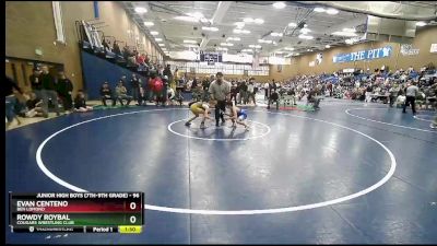 96 lbs Cons. Round 5 - Evan Centeno, Ben Lomond vs Rowdy Roybal, Cougars Wrestling Club