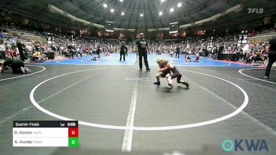 52 lbs Quarterfinal - Barrett Homer, Mustang Bronco Wrestling Club vs Allister Hunter, Owasso Takedown Club