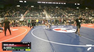 71 lbs Cons. Round 5 - Brody Miller, Worland Wrestling Club vs Eli Gideon, Cody Wrestling Club