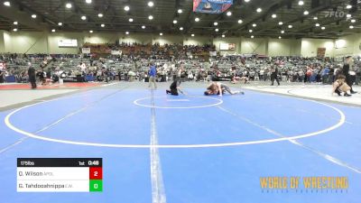 175 lbs Consi Of 16 #1 - Quinn Wilson, Apollo Mat Club vs George Tahdooahnippa, Elgin Wrestling