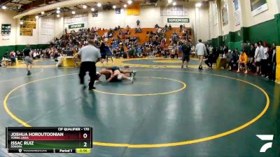 170 lbs Quarterfinal - Joshua Horoutoonian, Yorba Linda vs Issac Ruiz, Sonora