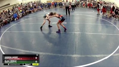 75 lbs Round 3 (6 Team) - Jaxson Avery, South Dakota Lightning vs Elias Hinkle, North Dakota 2