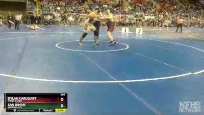 285 lbs Quarterfinal - San Inman, Watford City vs Dylan Carlquist, Fargo Davies