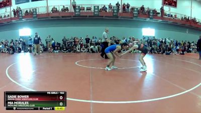 102 lbs Cons. Round 2 - Sadie Bower, Indian Creek Wrestling Club vs Mia Morales, Highland Wrestling Club