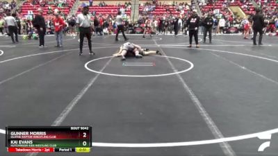 150 lbs Round 2 - Gunner Morris, Olathe Raptor Wrestling Club vs Kai Evans, Hutchinson Kids Westling Club