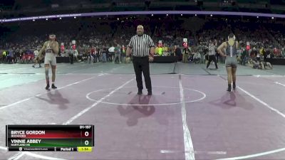 D1-157 lbs Champ. Round 1 - Vinnie Abbey, Hartland HS vs Bryce Gordon, Rockford