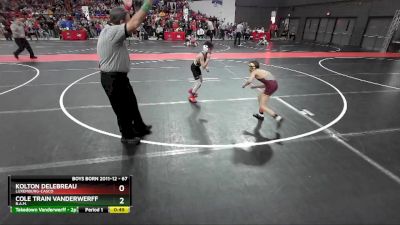 67 lbs Champ. Round 2 - Cole Train Vanderwerff, B.A.M. vs Kolton Delebreau, Luxemburg-Casco