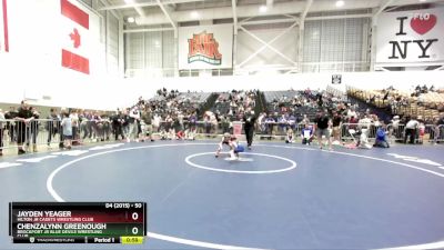 50 lbs Cons. Round 2 - Chenzalynn Greenough, Brockport Jr Blue Devils Wrestling Club vs Jayden Yeager, Hilton Jr Cadets Wrestling Club