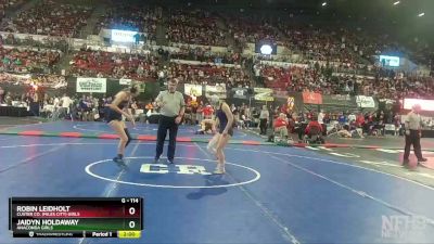 G - 114 lbs Quarterfinal - Jaidyn Holdaway, Anaconda Girls vs Robin Leidholt, Custer Co. (Miles City) Girls