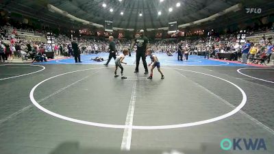 52 lbs Consi Of 16 #1 - Travis (T.J) Brownfield, Noble Takedown Club vs Brock Villines, Weatherford Youth Wrestling