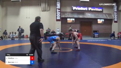 74 kg Rnd Of 32 - Jaden Mattox, Ohio State-Unattached vs Tyler Barnes, Wolfpack Wrestling Club