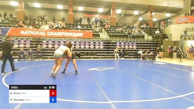 191 lbs Consi Of 8 #1 - Grace Gray, Iowa Wesleyan vs Ryann Rumsey, Oklahoma City