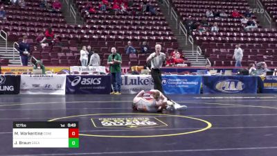 127 lbs Consi Of 16 #2 - Miles Warkentine, Conestoga vs Jake Braun, Greater Latrobe