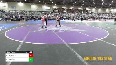 147 lbs Semifinal - Ellah Olson, Silver State Wrestling Academy vs Angellina Caro, Las Plumas