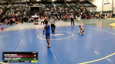 85 lbs Quarterfinal - Axton Breon, Phillipsburg Wrestling Club vs Bryant Callaway, Sherman Challengers