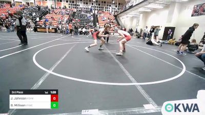 140 lbs 3rd Place - Jaeden Johnson, Fort Gibson Youth Wrestling vs Braedyn Millison, Verdigris Youth Wrestling