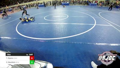 76 lbs Semifinal - Talan Byers, Deer Creek Wrestling Club vs Carter Burdick, Broken Bow Youth Wrestling