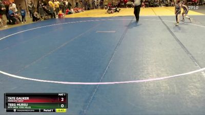 64 lbs Cons. Round 2 - Tate Gauker, Mankato West vs Teeg Mursu, NYM (New York Mills)