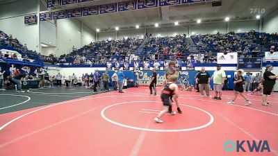 90 lbs Consi Of 8 #2 - Bradley Ross, Mustang Bronco Wrestling Club vs Deklyn Barnes, Harrah Little League Wrestling