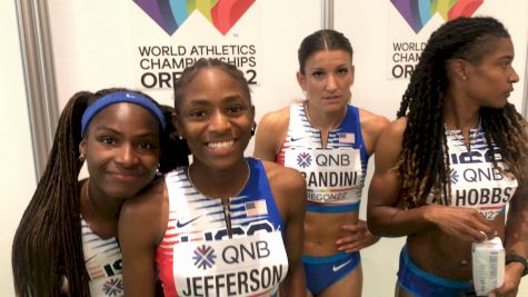 USA Women Run WORLD LEAD In 4x100m Relay Prelims
