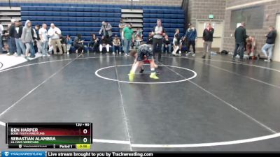 90 lbs Cons. Round 2 - Ben Harper, Boise Youth Wrestling vs Sebastian Alambra, Lil Mavs Wrestling