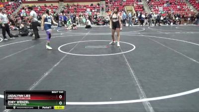 110 lbs Cons. Round 3 - Zoey Wenzel, TEAM NORTH STARS vs Jadalynn Lies, Maize Wrestling Club