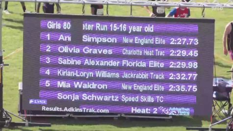 Youth Girls' 800m, Prelims 3 - Age 15-16