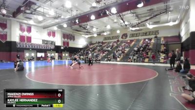 145 lbs Round 4 - Makenzi Owings, Apple Valley vs Kaylee Hernandez, Pacifica