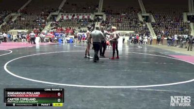 160 lbs Cons. Round 3 - Carter Copeland, Prattville Christian Academy vs Rindarious Pollard, Alabama School For The Blind