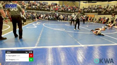 46 lbs Rr Rnd 1 - Owen Spurgeon, Cushing vs Mason Gregory, Choctaw Ironman Youth Wrestling