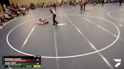 98 lbs Cons. Round 5 - Gage Cook, Hastings Wrestling Club vs Maverick Baker, Mankato Area Youth Wrestling