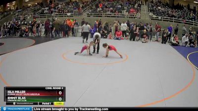 43 lbs Cons. Round 3 - Isla Miller, Illinois Valley Youth Wrestlin vs Emmit Blas, Lebanon Mat Club