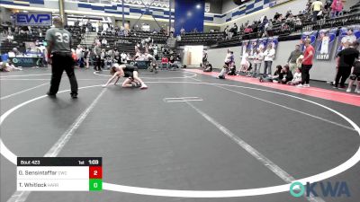 92 lbs Final - Griffin Sensintaffar, Cowboy Wrestling Club vs Ty Whitlock, Harrah Little League Wrestling