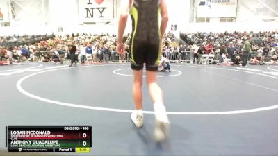 106 lbs Champ. Round 2 - Anthony Guadalupe, Long Beach Gladiators Wrestling vs Logan Mcdonald, Spencerport Jr Rangers Wrestling Club