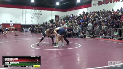 220 lbs Semifinal - Simon Flores, Paloma Valley vs Jose Zendejas, La Quinta