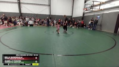 36-40 lbs Round 1 - Bella Baskerville, Victory Wrestling-Central WA vs Isabella Chacon, Toppenish USA Wrestling Club