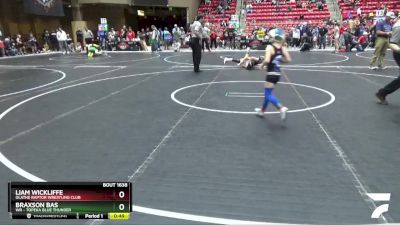 46 lbs Cons. Round 3 - Braxson Bas, WR - Topeka Blue Thunder vs Liam Wickliffe, Olathe Raptor Wrestling Club