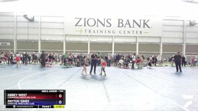 110 lbs Round 2 - Abbey West, Champions Wrestling Club vs Payton Gines, Syracuse Wrestling Club