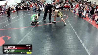 75 lbs Round 3 - Nico Corrado, Columbia Wrestling Club vs Augie Simpson, Blair Oaks Kids Club