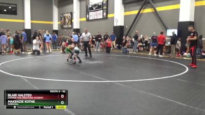 52 lbs Cons. Semi - Blair Halsted, Hammer Time Wrestling Academy vs Makenzie Kothe, Nebraska