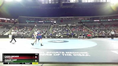 215 lbs Semifinal - Caden Brewer, Brownsburg vs Parker Hart, Heritage Hills