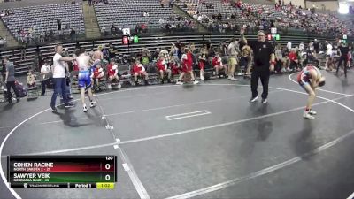 120 lbs Finals (8 Team) - Cohen Racine, North Dakota 2 vs Sawyer Veik, Nebraska Blue