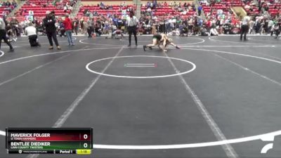 96 lbs Cons. Round 2 - Bentlee Diediker, Linn County Twisters vs Maverick Folger, U Town Hammers